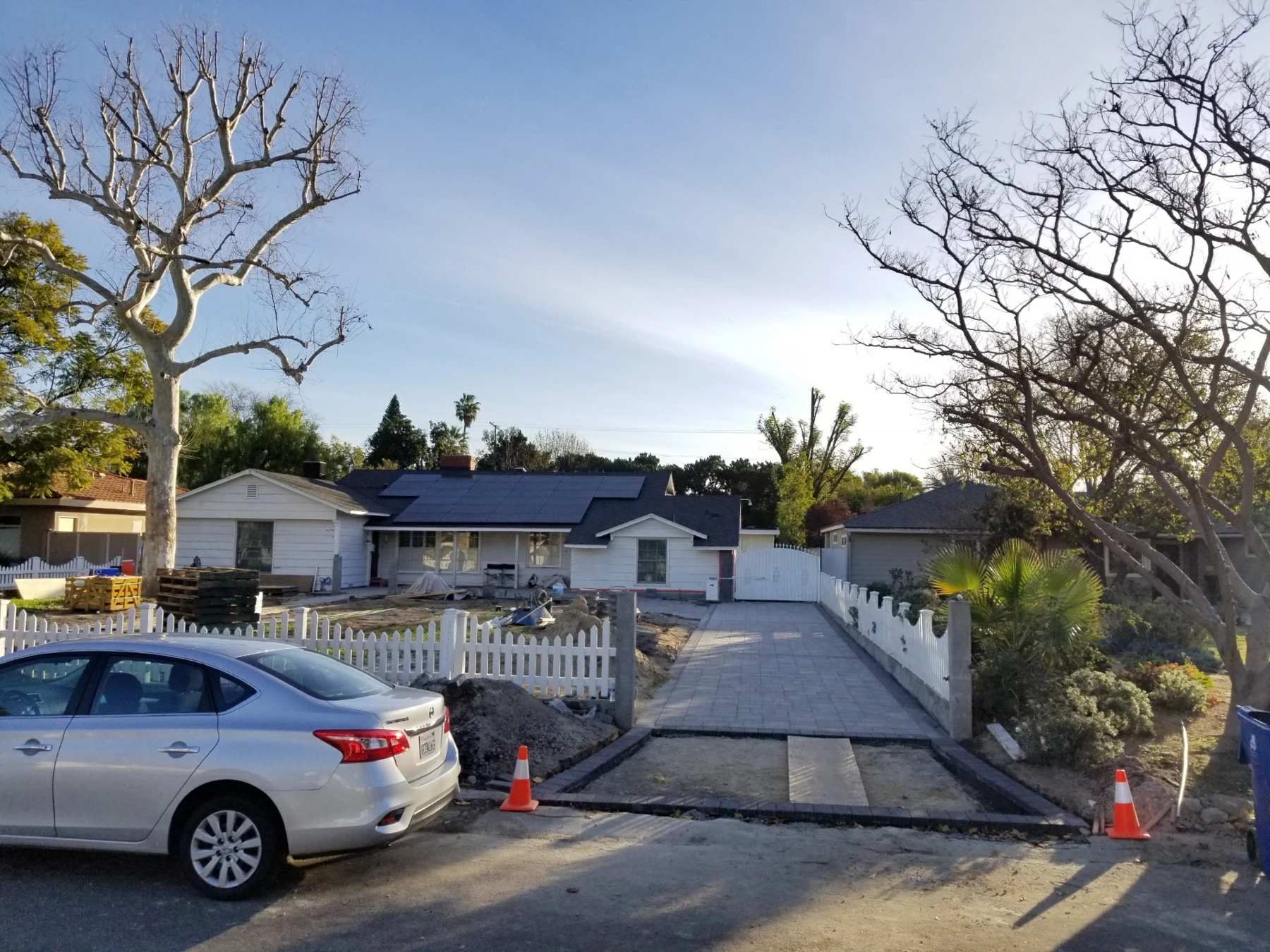 A residential driveway and front entrance